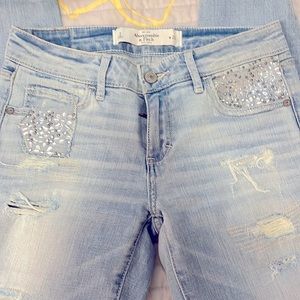 Abercrombie & Fitch skinny distressed crystal jeans 2